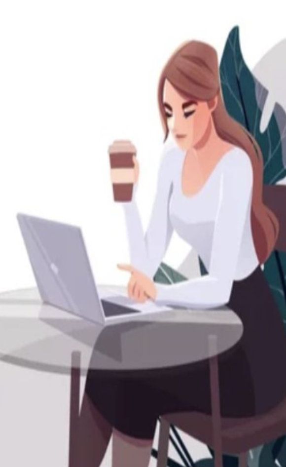 anglų lietuvių vertėja dirba prie kompiuterio